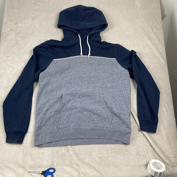 Two-Tone Pullover Woman's Hoodie Sweatshirt XL Blue & Gray Cotton/Poly Blend - Picture 7 of 8